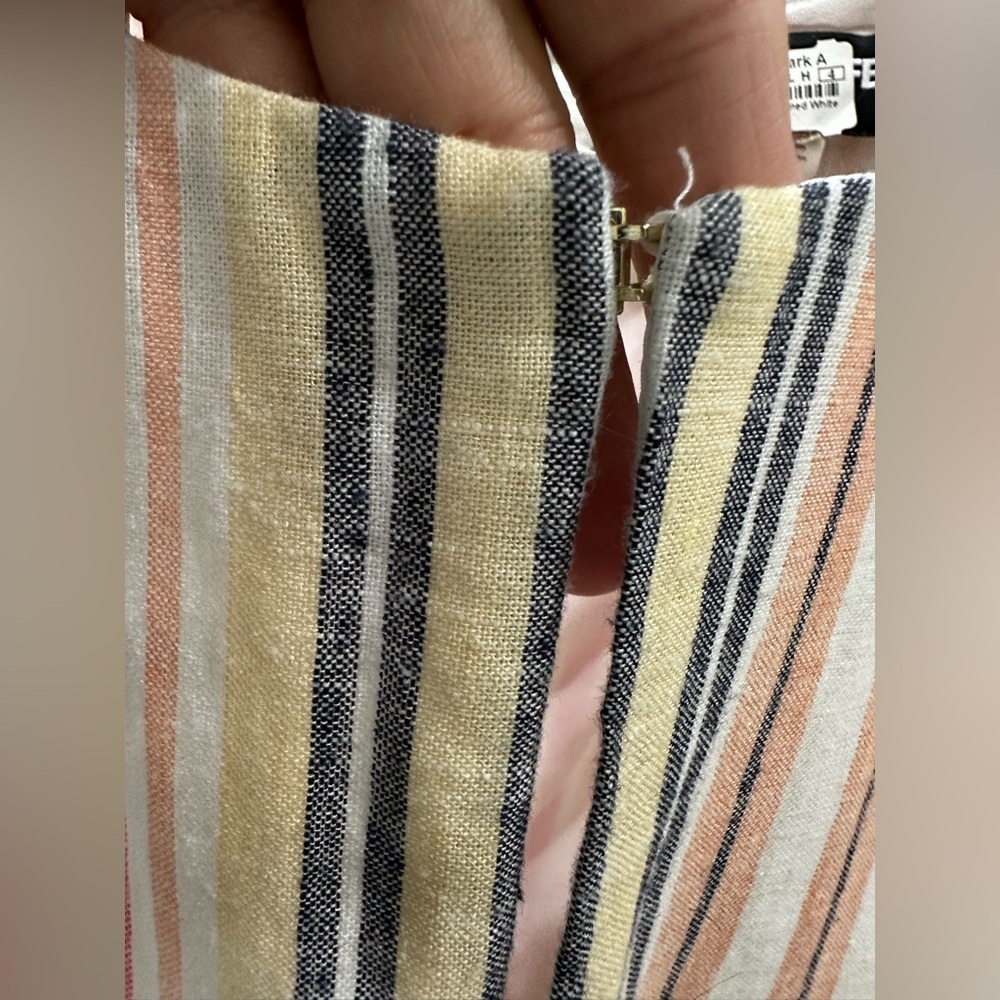 KARL LAGERFELD PARIS Striped Linen-Blend Flare Dress- no belt - Picture 5 of 7